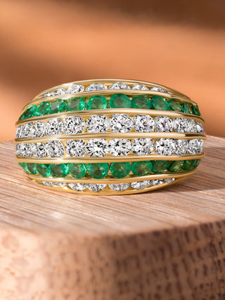 vintage emerald and diamond dome ring