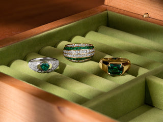 three vintage emerald rings