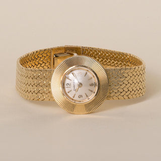 Vintage Ladies Cartier Round Fluted Bezel Watch 18K Gold