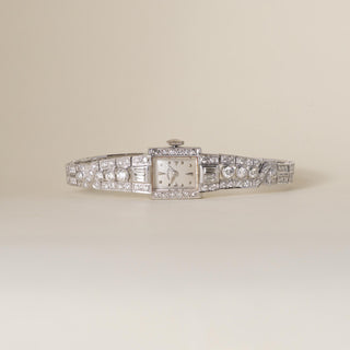 Vintage Hamilton 6 Carats Diamond Platinum Bracelet Cocktail Watch