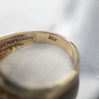 Vintage Emerald Marquise and Diamond Halo Cocktail Ring 14K Yellow Gold