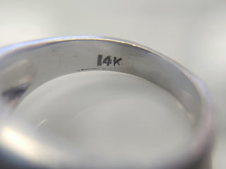 Estate 0.25 Carat Old Mine Diamond Florentine Finish Dome Ring 14K White Gold