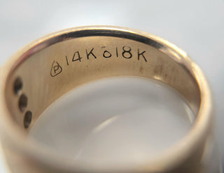 Vintage Brushed Three Stone Diamond Band 18k & 14K Gold