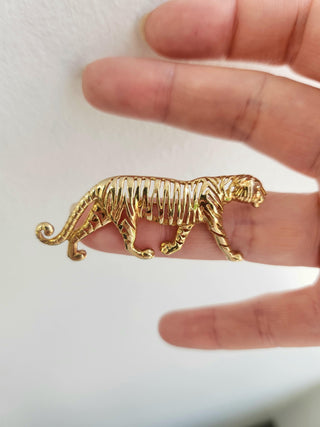 Estate  Modernist Tiger Brooch 14K Yellow Gold