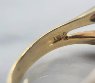 Estate 18K Gold Green Tourmaline Emerald Cut Diamond Pave Modernist Ring