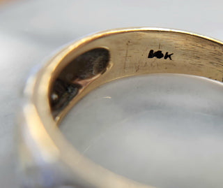 Vintage Men's Diamond Ring Band 14K Two Tone Gold