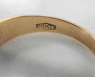 Retro Single Cut Diamond Black Enamel 14K Yellow Gold Band