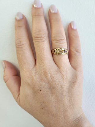 Victorian 15K Gold Seed Pearl and Ruby Ring Band