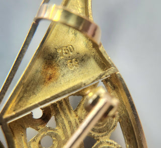 Vintage 18K Gold Colombian Emerald Pendant Brooch