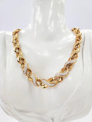 Vintage Diamond Infinity Chain Two Tone 18K Two Tone Gold Necklace