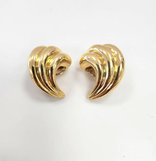 Vintage 18K Gold Swirl Wing Earrings