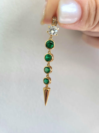 Estate 18K Colombian Emerald and Diamond Drop Pendant