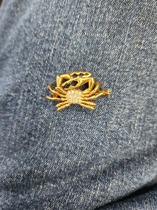 18K Vintage Diamond Crab with Large Claws Brooch