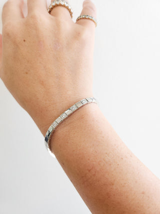 14K White Gold 0.45 Carats Diamond Square Panel Bracelet