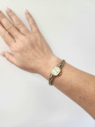 Vintage 14K Gold Ladies Classique Rolex Watch With Diamonds