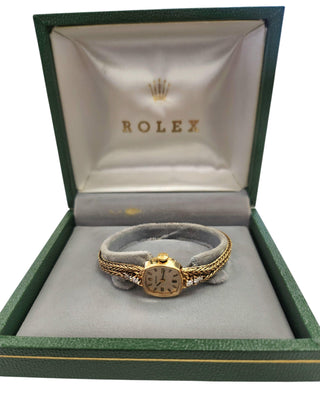 Vintage 14K Gold Ladies Classique Rolex Watch With Diamonds