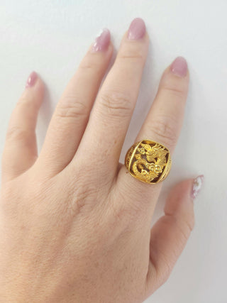 Vintage 24K Solid Gold Lucky Dragon Ring
