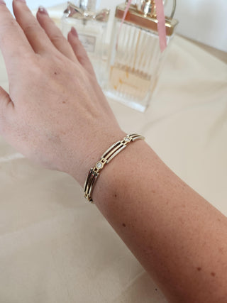 Vintage 14K Two Tone Diamond Bezel Set Bracelet