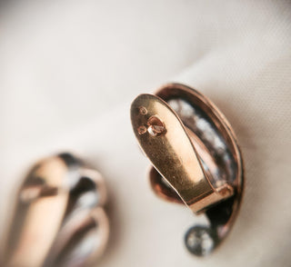 Retro Two-toned 18K/Plat 0.50 Carat Diamond Leaf Earrings