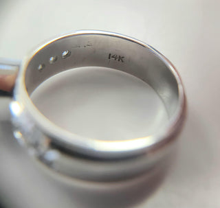 14K White Gold Amethyst Hexagon Ring Band