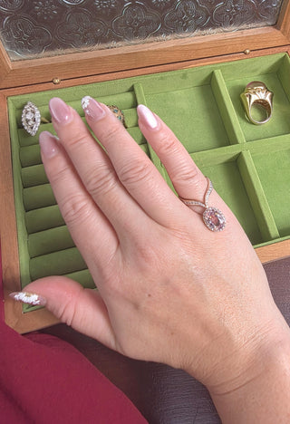 18K Rose Gold Morganite Oval Cut and Pave Diamond Ring