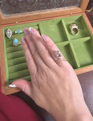 18K Rose Gold Morganite Oval Cut and Pave Diamond Ring