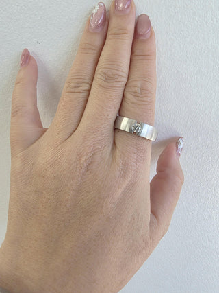 14K White Gold Men's Wedding Band 0.30 Carat Flush Set Diamond