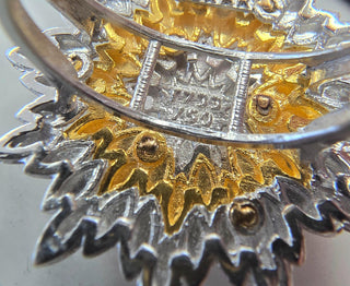 18K 2 Tone Gold Diamond Cut Sunflower Ring