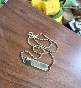 Vintage Cartier 18K Gold Diamond ID Bar Necklace