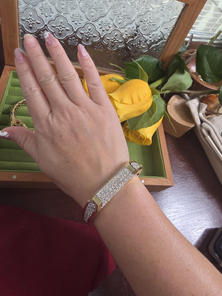 Vintage 14K Gold 5 Carats Diamond Pave Statement Bangle