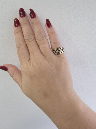 Vintage 14K Gold Quilted Ethyl Diamond Ring