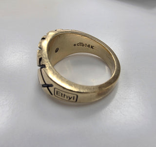 Vintage 14K Gold Quilted Ethyl Diamond Ring