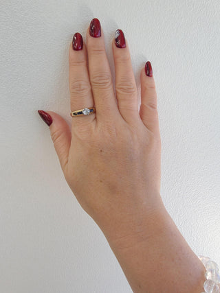 Antique 14K Gold 0.50 Carat Old European Cut Diamond and Sapphire Band