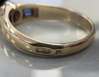 Antique 14K Gold 0.50 Carat Old European Cut Diamond and Sapphire Band