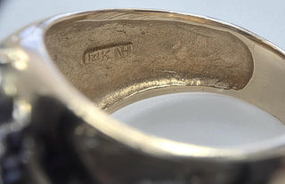 Vintage 14K Gold 2.50 Carat Aquamarine Oval and Diamond Wide Band Ring