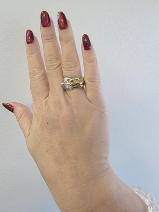 Vintage 14K Two Tone Gold Diamond Nudist Erotic Ring