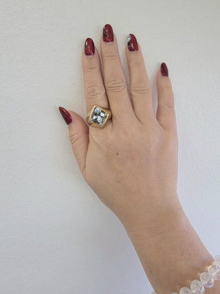 Vintage 14K Gold 6 Carat Kite Cut Aquamarine Signet Ring