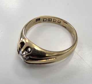 Victorian 18K Gold 0.50 Carat Old Mine Cut Cushion Diamond Belcher Ring