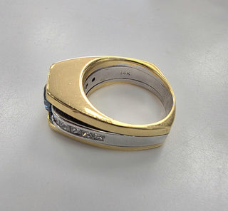 Vintage 14K Gold1.35 Carat Montana Sapphire and Princess Cut Diamond Ring