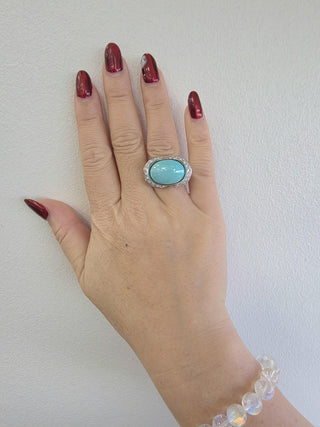 18K Italian Gold Rajola Turquoise & Diamond Cocktail Ring