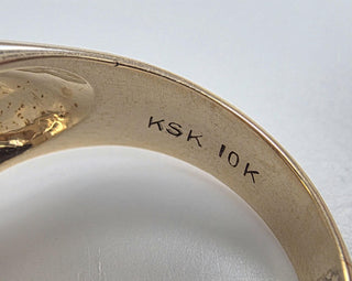 Vintage 10K Yellow Gold 3 Carat Australian Opal Bezel Set Ring