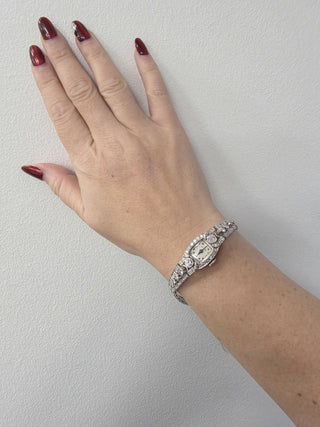 Vintage Platinum Hamilton 3 Carats Diamond Ladies Cocktail Watch