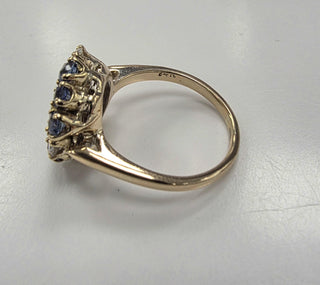 Vintage 14K Gold 1.70 Carats Montana Sapphire and Old European Cut Diamond Ring
