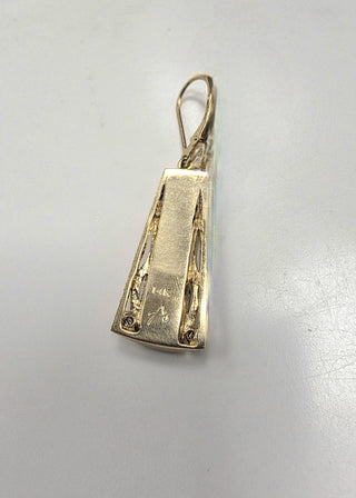 Vintage 14K Gold Rainbow Ammolite and Diamond Dangle Earrings