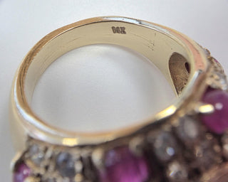 14K Gold 3.5 Carats Ruby Cabochon and Diamond Dome Ring