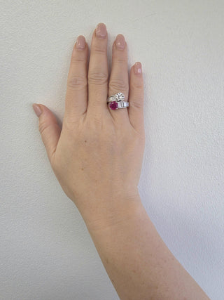 Vintage Platinum 2.37ct Burma Ruby No Heat 1.42ct Diamond Toi et Moi Ring