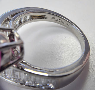 Vintage Platinum 2.37ct Burma Ruby No Heat 1.42ct Diamond Toi et Moi Ring