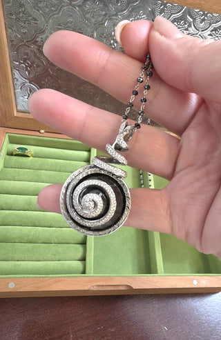 Estate 18K White Gold 46.79 Carat Black Diamond Necklace