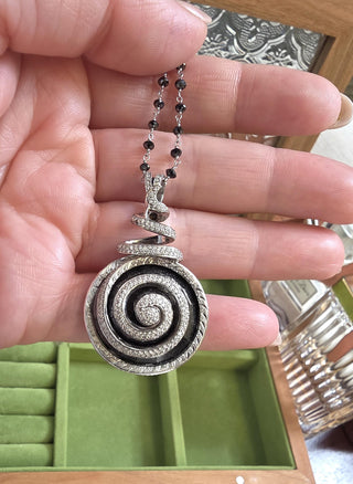 Estate 18K White Gold 46.79 Carat Black Diamond Necklace