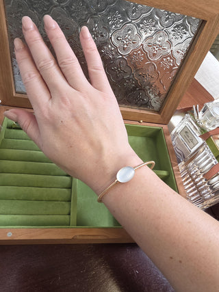 18K Rose Gold Fidia Tubogas Mother of Pearl Thin Bangle